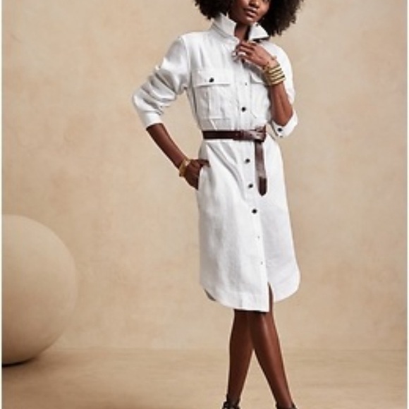 Banana Republic Heritage Scout Safari Linen Lagenlook Minimalist Midi Dress M - Picture 1 of 11
